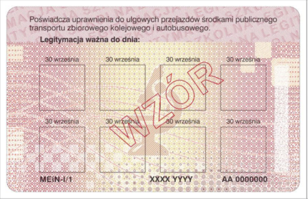 E-legitymacja szkolna rewers wzór