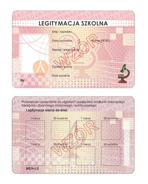 legitymacja e-szkolna MEN-I/2 wzór 2025